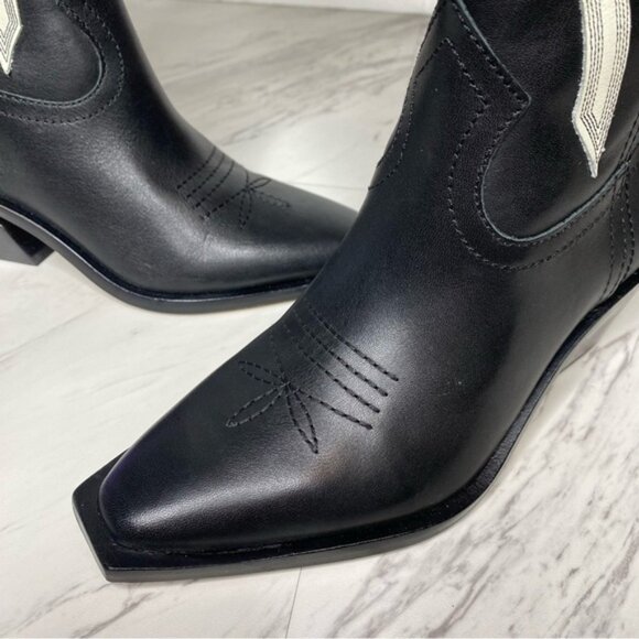 New! Dolce Vita Samare Black White Leather Tall Western Boot 5 - Picture 9 of 15